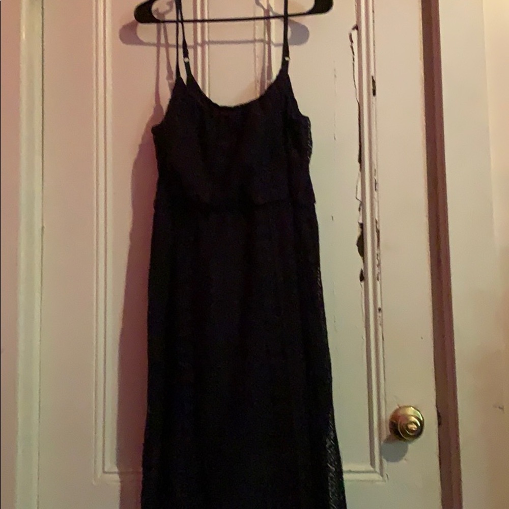 Navy blue lace maxi dress